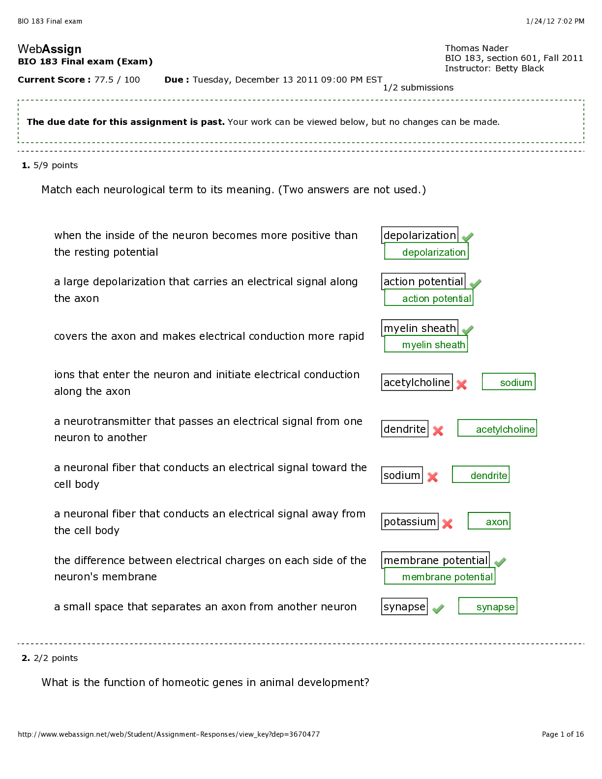Preview image for BIO 183 Final exam